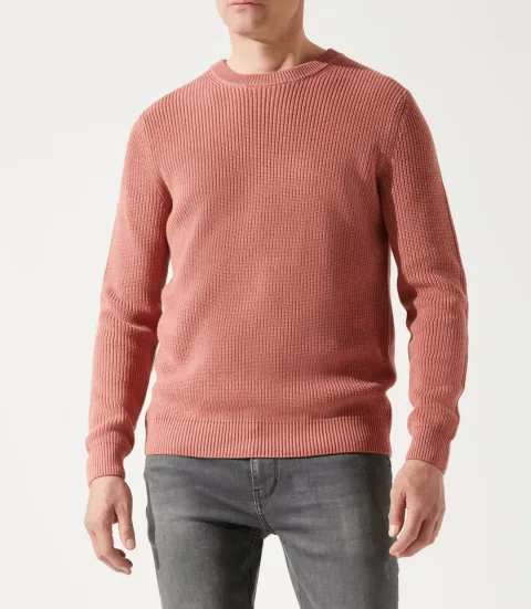 IZAC - Pull col rond rose vieilli