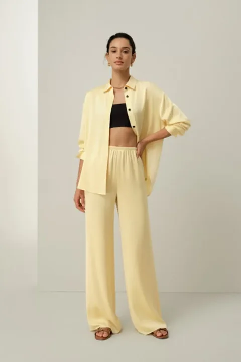 Pantalon Droit en soie double joe extensible pour Femmes | Confort de Luxe