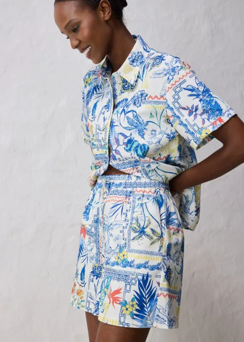 Short en coton et soie
