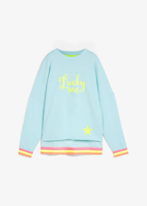 Sweat oversize à finitions multicolores, 100% coton