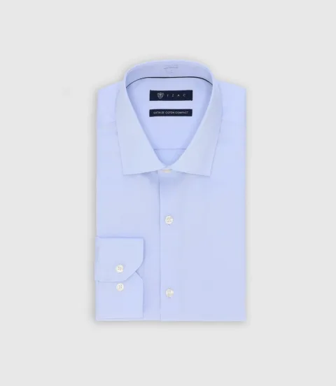 IZAC - Chemise en satin de coton ciel