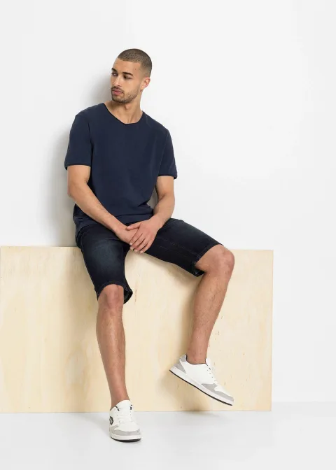 Bermuda en jean extensible avec entrejambe renforcé, regular