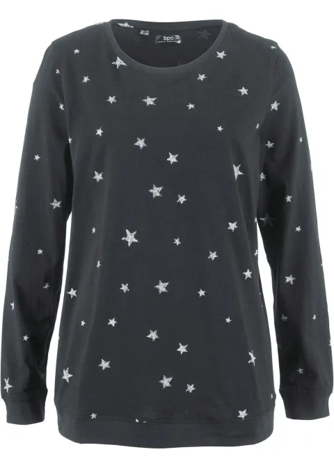 T-shirt coton imprimé, manches longues