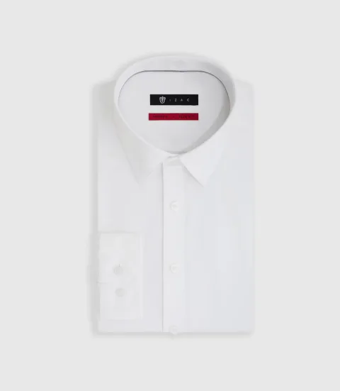 IZAC - Chemise en popeline stretch blanche ''Malte''