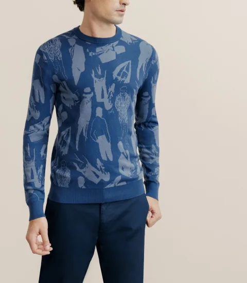 IZAC - Pull col rond indigo
