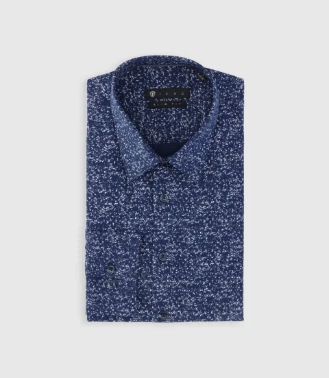 IZAC - Chemise imprimée micro motifs marine et gris PENTI