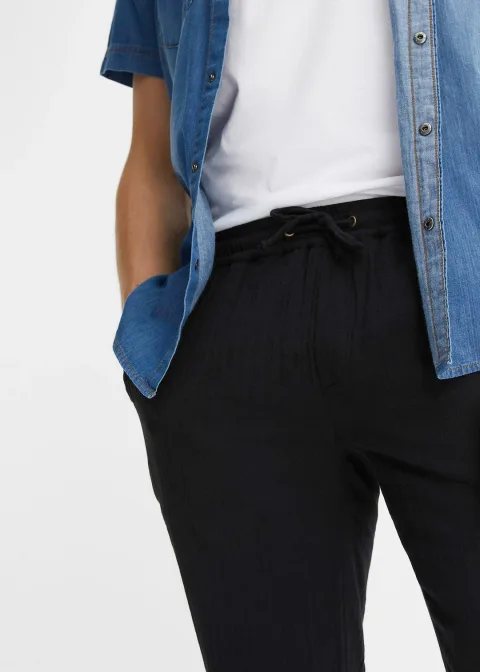 Pantalon jogger regular en gaze de coton, fuselé