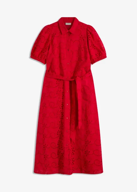 Robe chemise en broderie anglaise, 100% coton