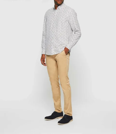 IZAC - Chemise casual blanche à imprimé camel ''Karly''