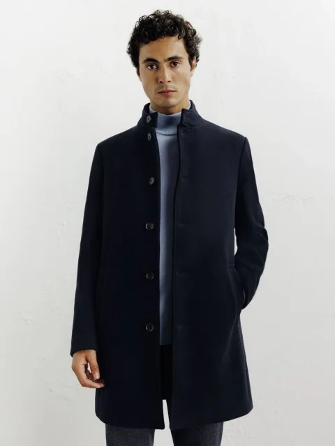 IZAC - Manteau ville à col mao marine