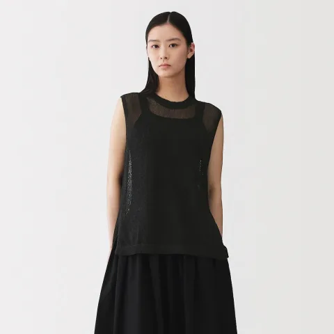 Pull sans manches en mélange de washi pour femme