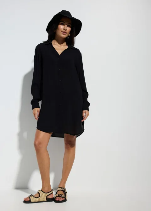 Robe-chemise de plage en viscose fluide