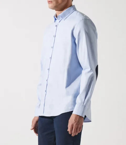 IZAC - Chemise droite à coudières bleu ciel JANIS