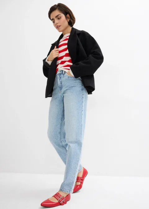 Jean mom taille haute, cropped
