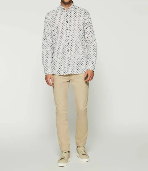 IZAC - Chemise imprimée floral beige et marine KAMERON