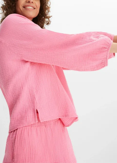 Blouse oversize en gaze de coton