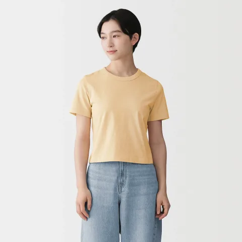 T-shirt court en jersey slub bio pour femme
