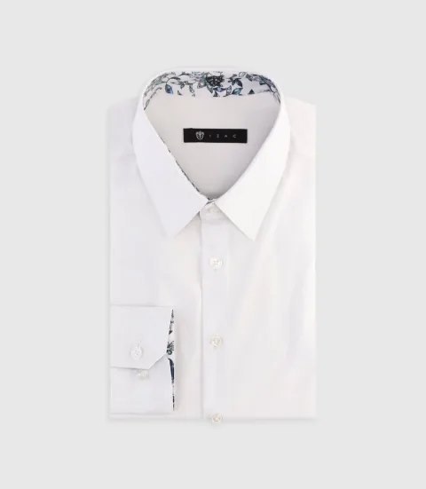 IZAC - Chemise slim unie blanche MADOC