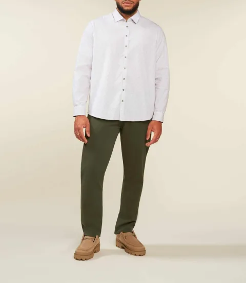 IZAC - Chemise à rayures blanche et kaki JULESBT
