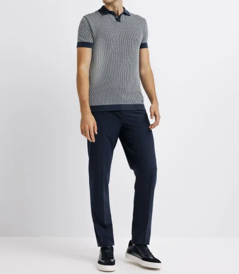 IZAC - Polo en jacquard marine