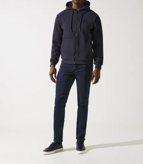 IZAC - Sweat zippé brodé à capuche marine