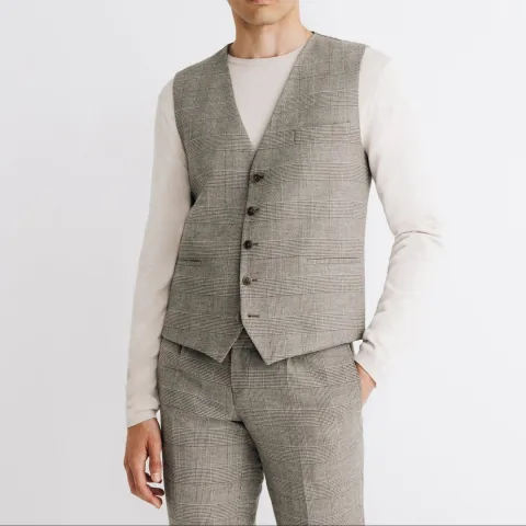 IZAC - Gilet à carreaux beige