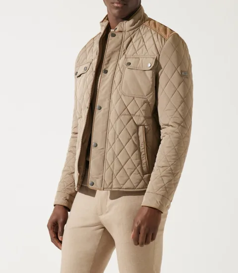 IZAC - Blouson surchemise à col montant matelasse taupe MACEOBT