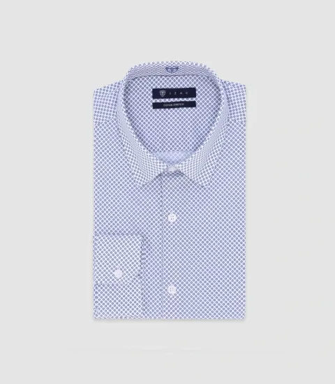 IZAC - Chemise imprimée avec broderie marine