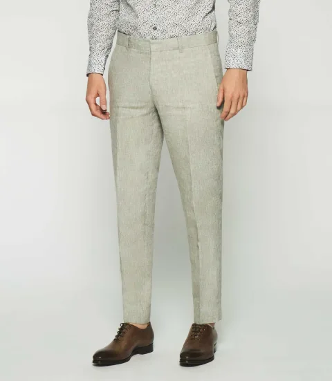 IZAC - Pantalon en lin kaki BCELESTE