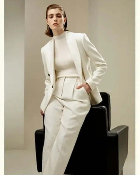 LILYSILK Pantalon Blanc Soie Décontractées Soie Et Laine Style D'Affaires Simple Et Classique Blanc Naturel 46