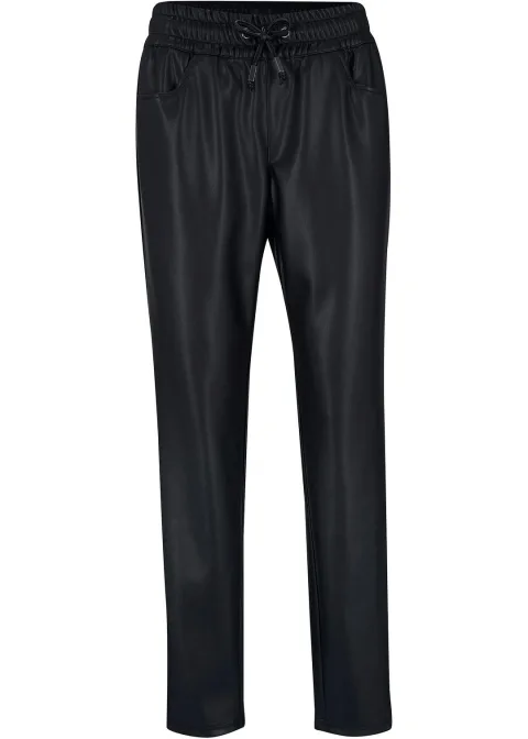 Pantalon enduit à taille élastiquée