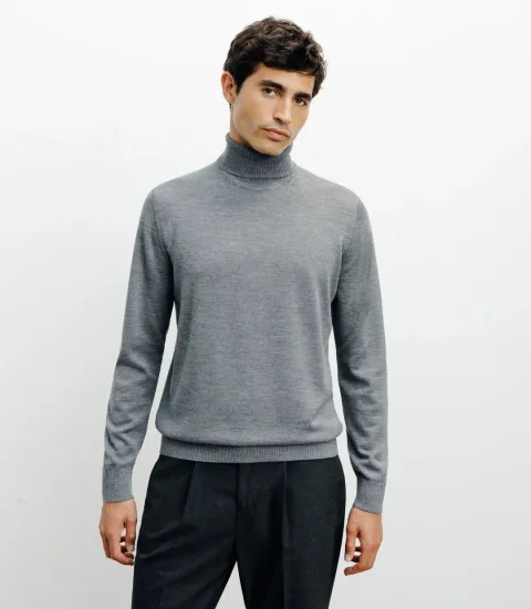 IZAC - Pull col roulé gris