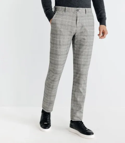 IZAC - Pantalon chino à carreaux gris