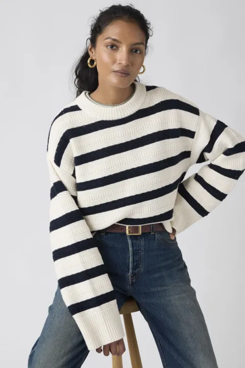 Levi's Pull Col Rond Candide - Femme - Multicolore / Emma Stripe Egret - XS