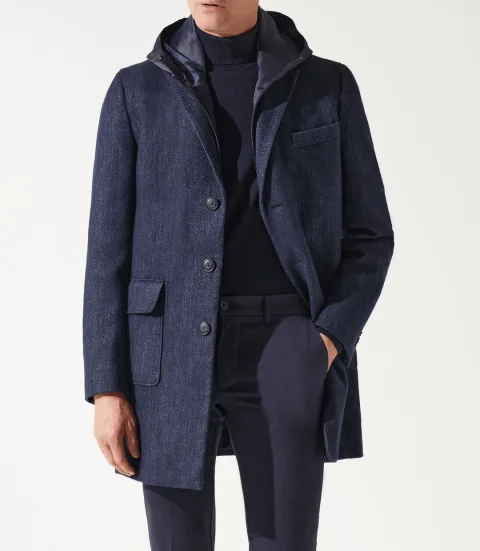 IZAC - Manteau croisé bleu indigo ILLUMI