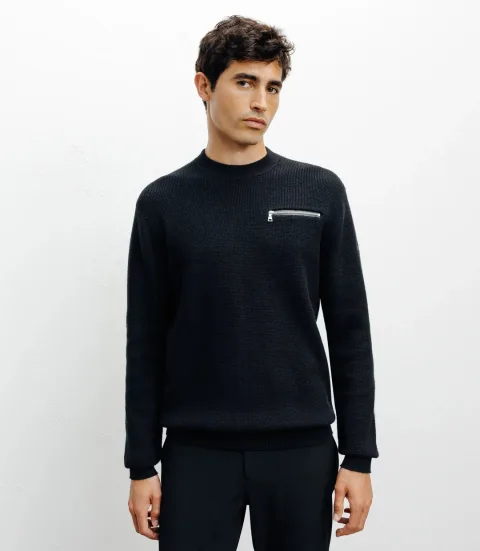 IZAC - Pull col rond noir