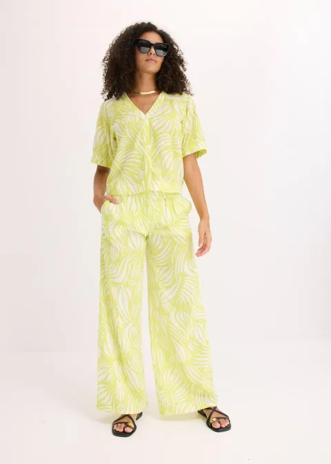 Pantalon palazzo à taille élastiquée