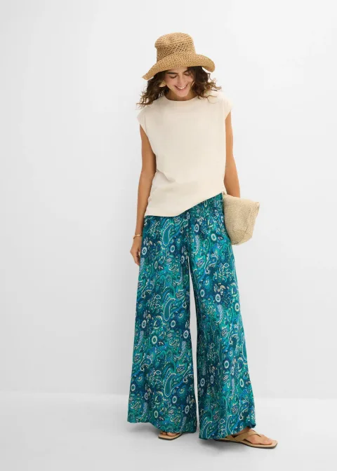 Pantalon palazzo en viscose fluide