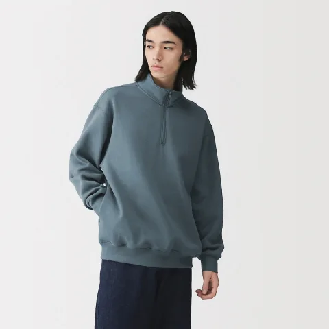 Sweatshirt à demi‐zip en coton mélangé pour homme
