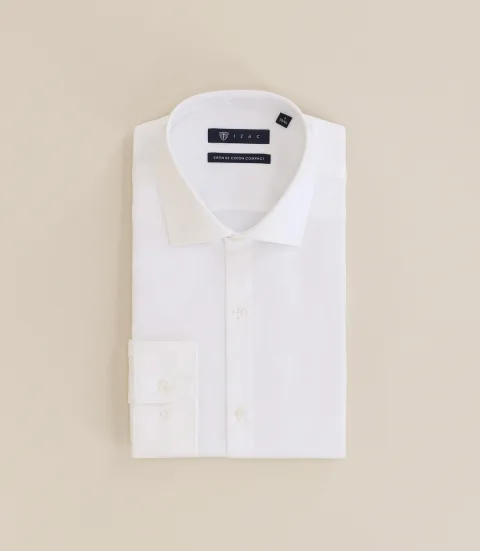 IZAC - Chemise ville en satin de coton écrue