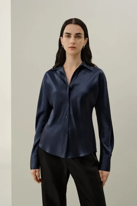 Chemise en Soie Coupe Biais de Luxe | Chemisier Premium Lavable pour Femmes