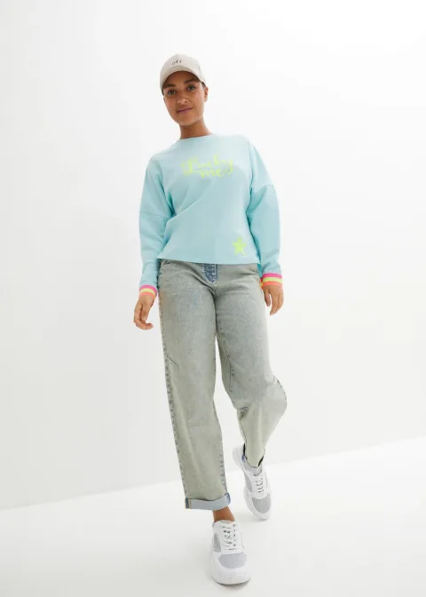 Sweat oversize à finitions multicolores, 100% coton