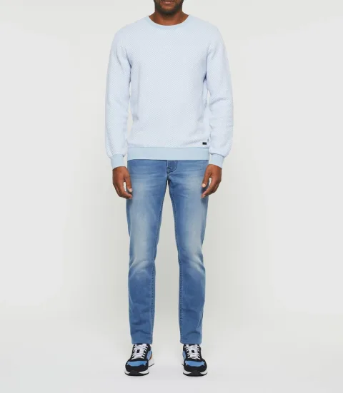 IZAC - Pull col rond ciel ''Damianrea''