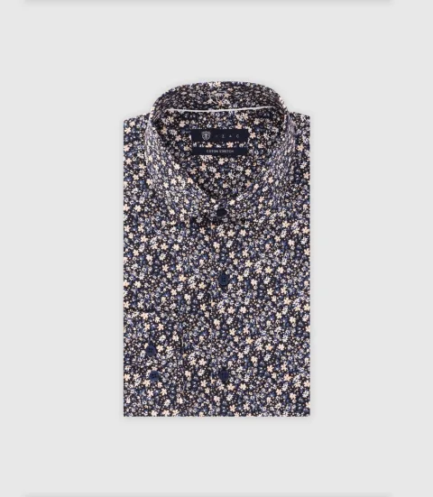 IZAC - Chemise imprimée fleurs marine