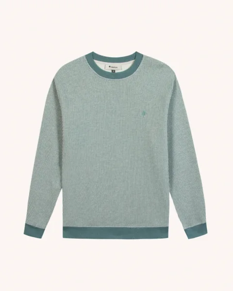 Sweat col rond écru et vert clair - BUSSY