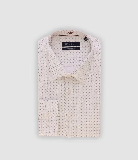 IZAC - Chemise ville imprimée blanc marron PAIGE