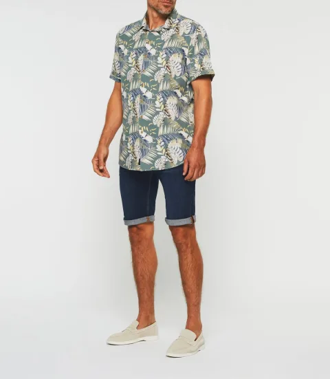 IZAC - Chemise manches courtes kaki et jaune ''Kaily''