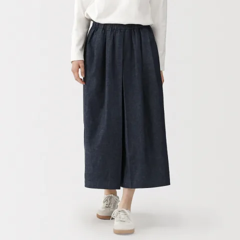 Jupe-culotte légère en denim de kapok mélangé pour femme