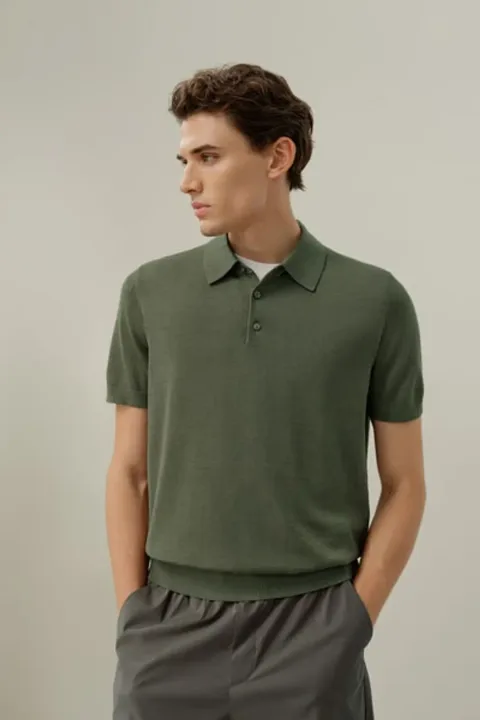 Polo de Luxe Soie-Coton Col V | Chemise Homme Coupe Régulière