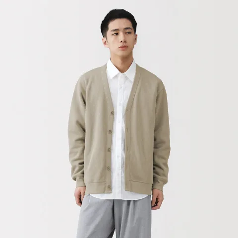 Cardigan à col en V à double tricot pour homme